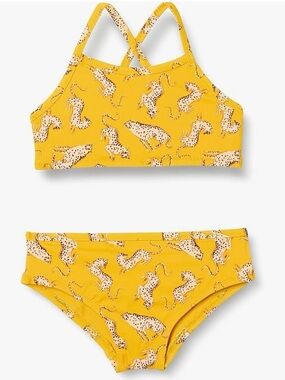 Amazon Essentials Yellow Leopard-Print Two-Piece Swim Set